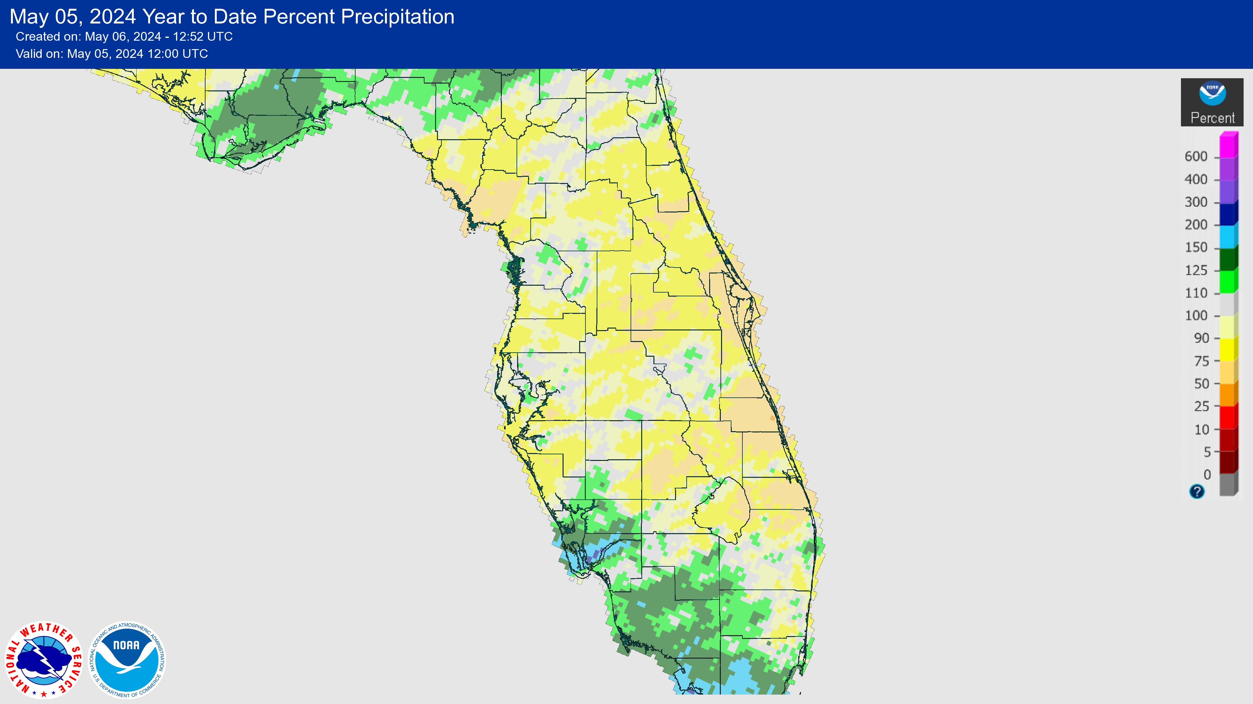 Year to Date Percent of Normal Rainfall